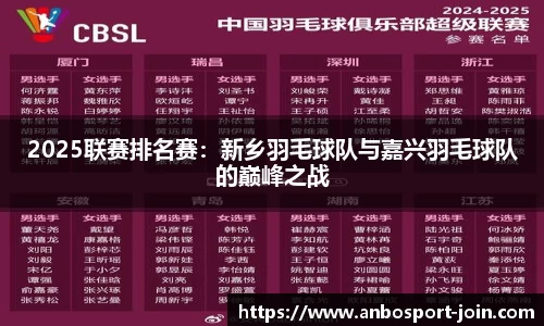 2025联赛排名赛：新乡羽毛球队与嘉兴羽毛球队的巅峰之战